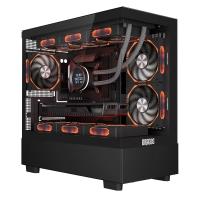 DRAGOS Basalt Pro 6x Argb Fan USB 3.0 600W 80+ Plus mATX Panoramik Temperli Cam Gaming Kasa siyah kasa